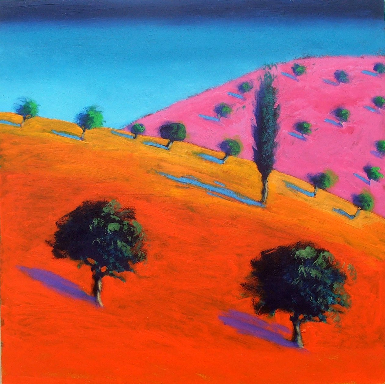 Pink Hill (akril a kártyán) alkotó: Paul Powis