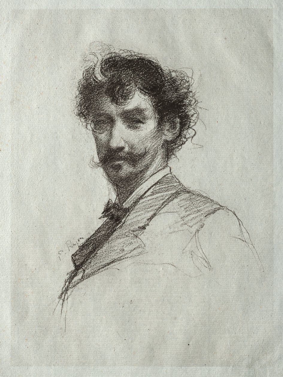 James McNeill Whistler fehér zárral és monoklival alkotó: Paul Rajon
