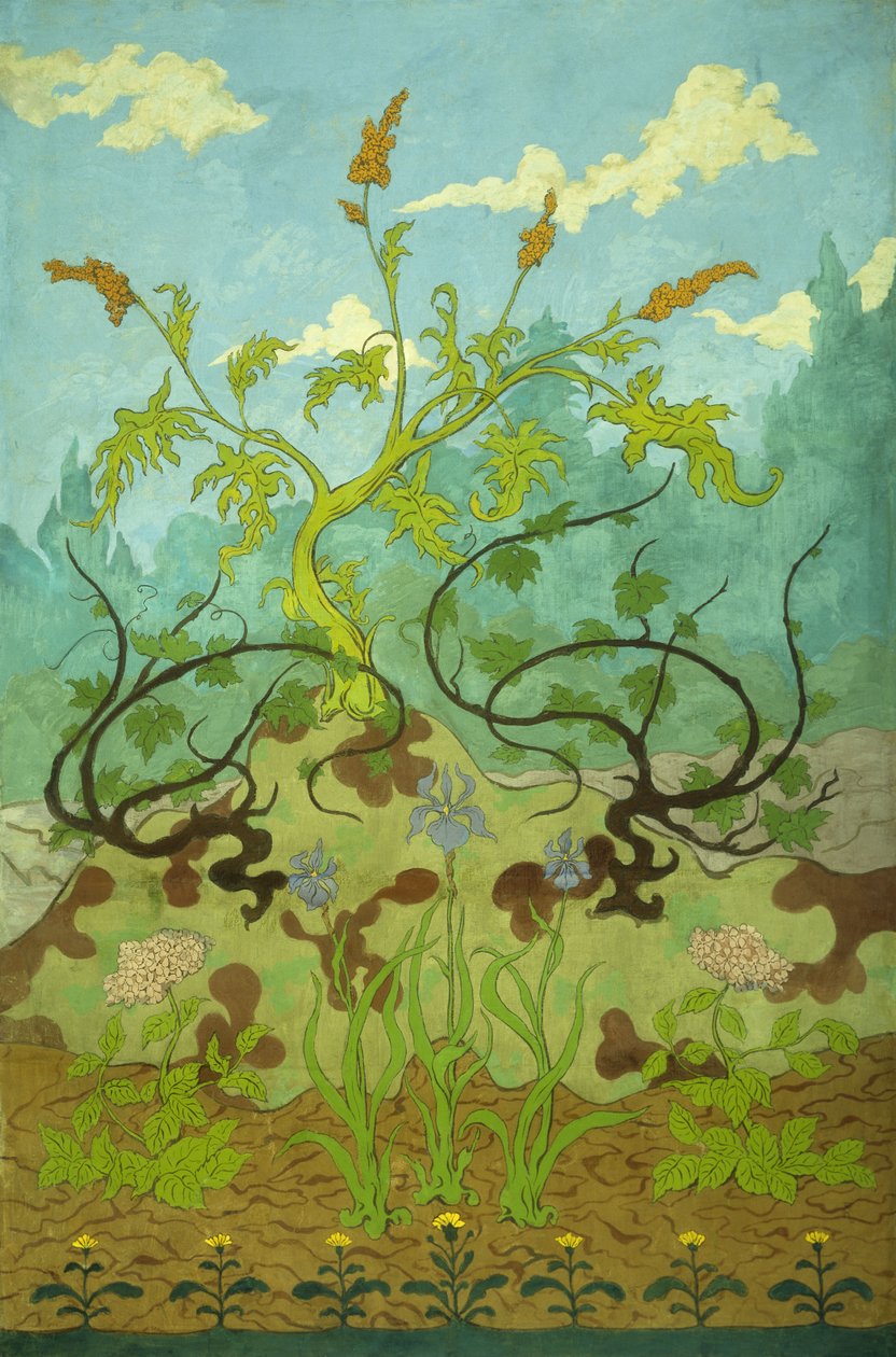 aranyvessző és mályvaszínű íriszek; Sárga és lila íriszek, 1899 alkotó: Paul Elie Ranson