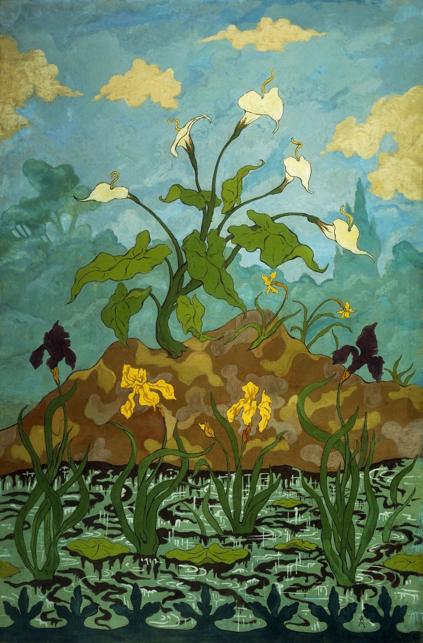 liliomok, lila és sárga íriszek; Aromes, Iris Violets et Jaunes, 1899 alkotó: Paul Elie Ranson