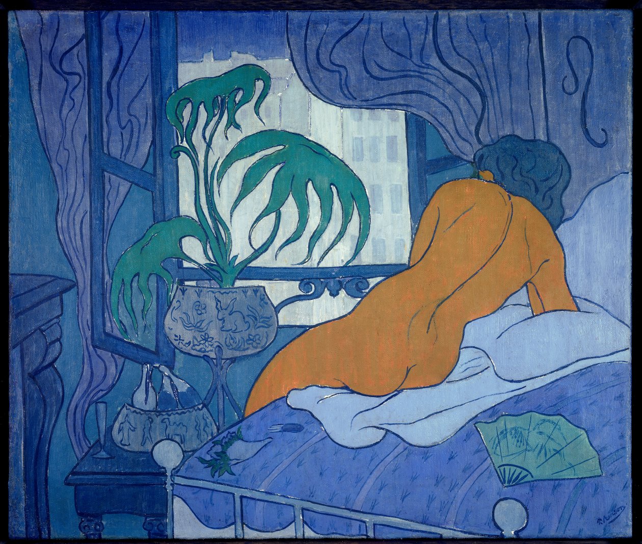 A kék vagy akt szoba a legyezőnél Paul Ranson (1864-1909) festménye 1891 V. 0,45x0,54 m Magángyűjtemény alkotó: Paul Elie Ranson