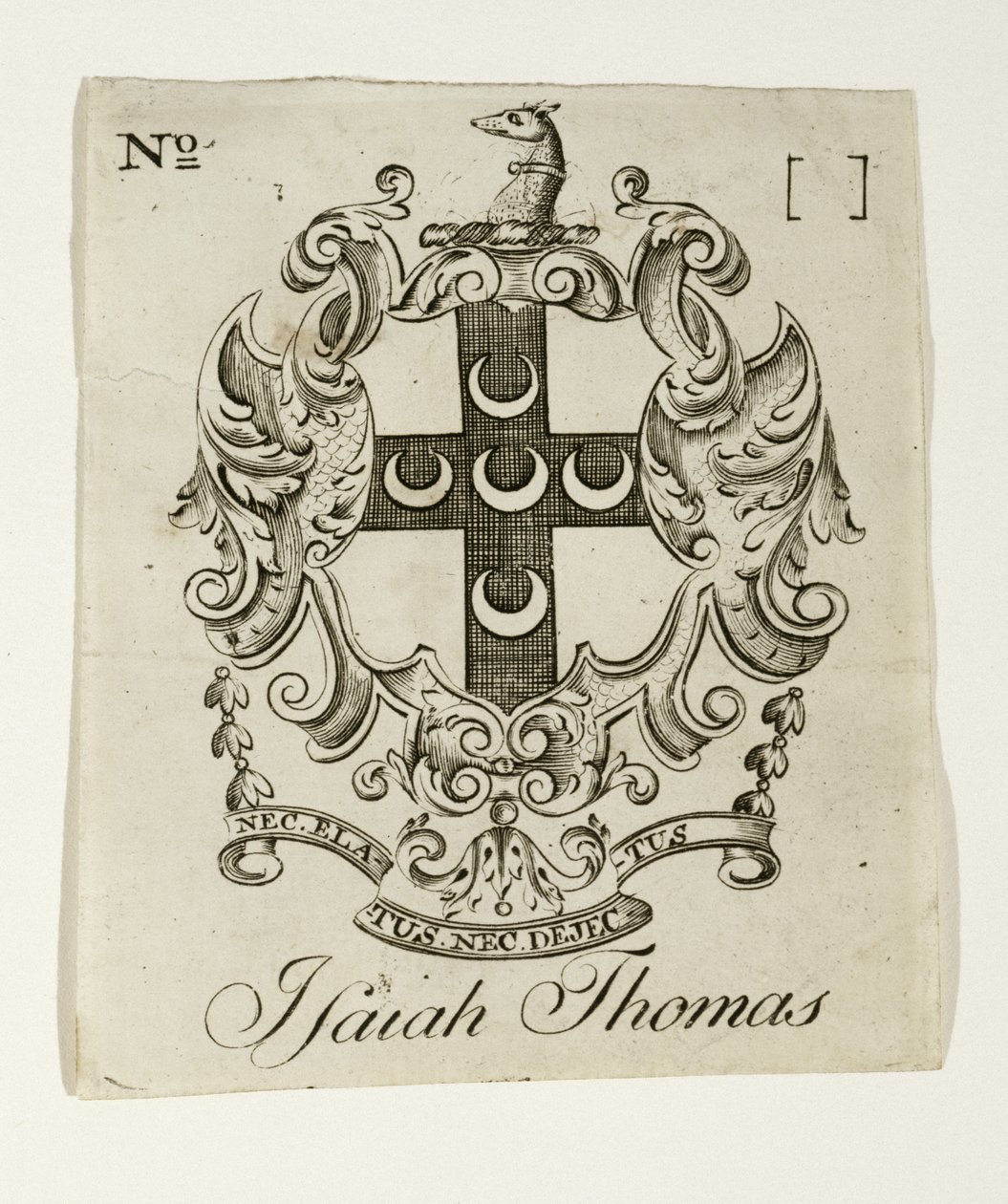 Isaiah Thomas (1749-1831) könyvtáblája, c. 1765-1770 (metszet fektetett papírra) alkotó: Paul Revere