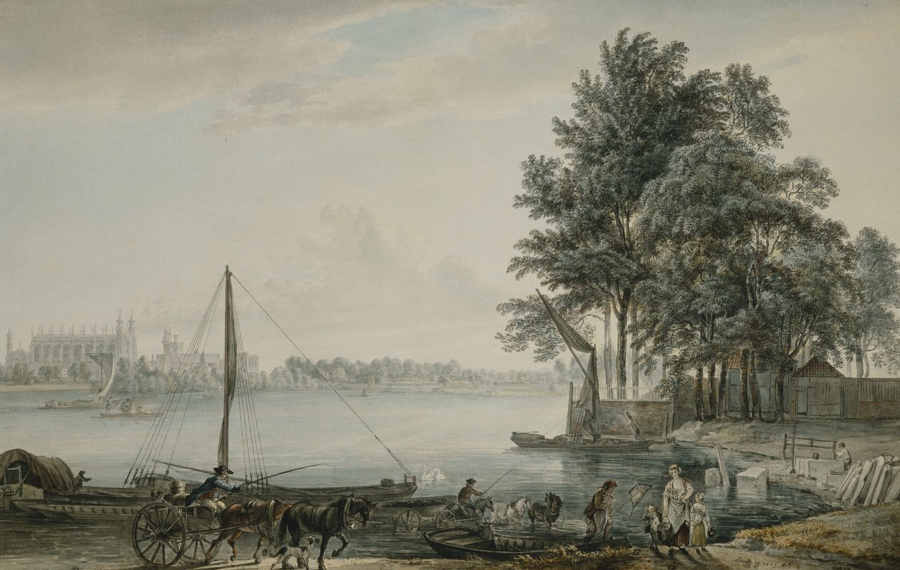 Kilátás az Eton College-ra a Temzéről, 1779 alkotó: Paul Sandby