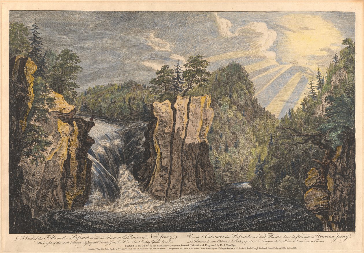 Kilátás a Passaic, vagyis a Second River vízeséseire New Jersey tartományban alkotó: Paul Sandby