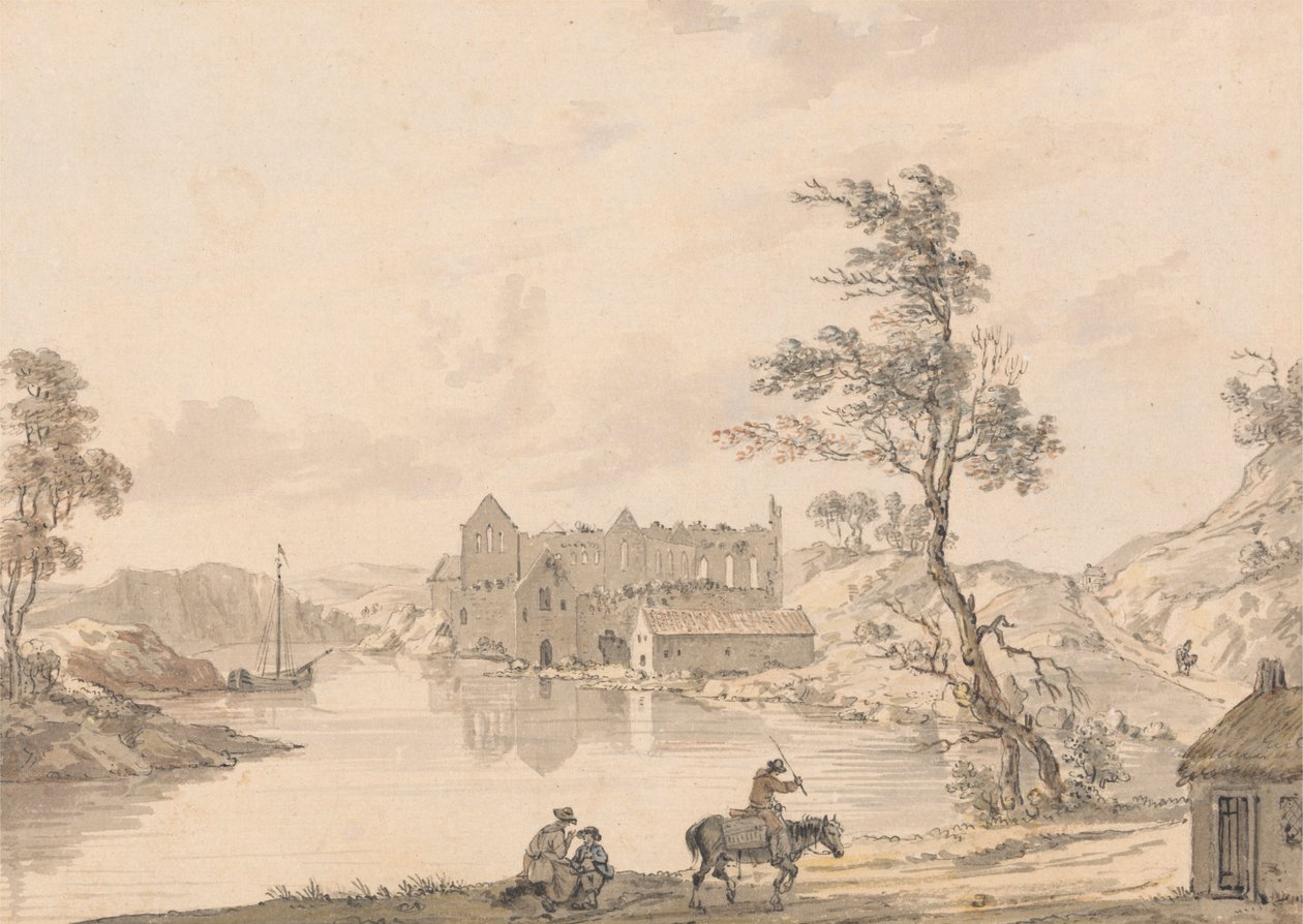 Askeaton apátság Limerick közelében, Írország, a Deel folyón alkotó: Paul Sandby