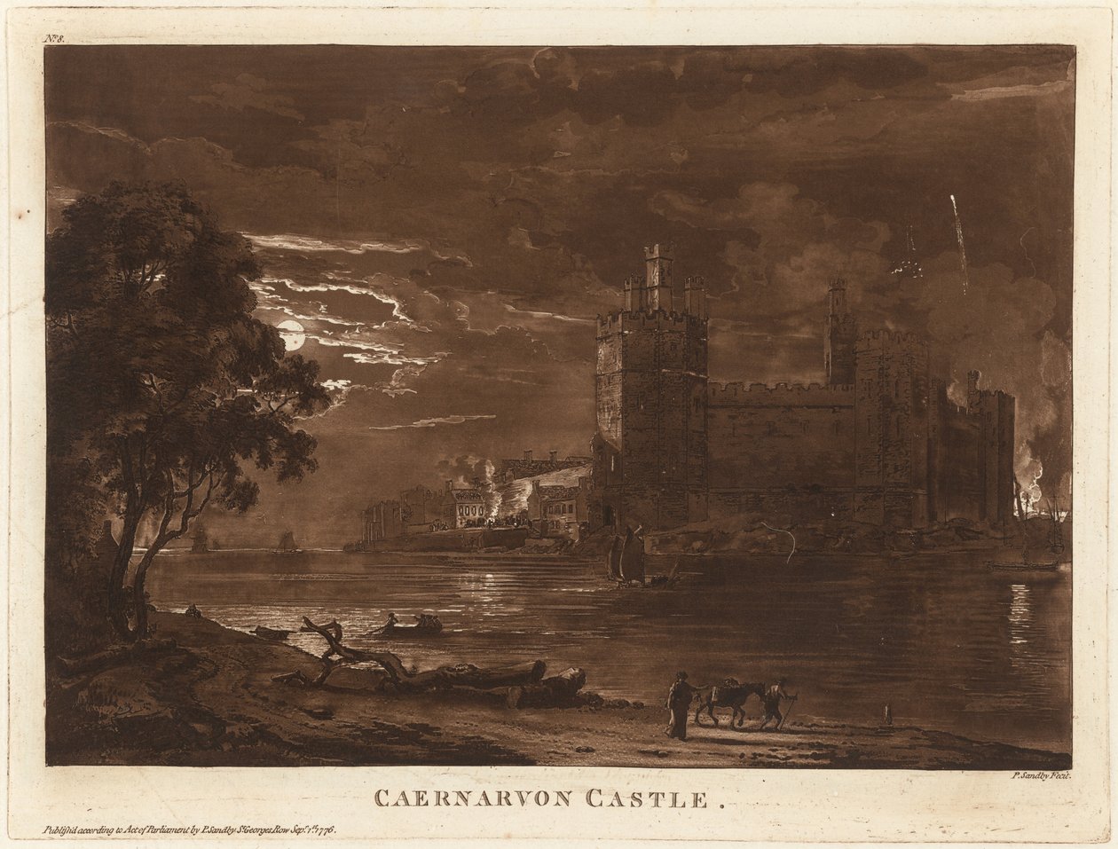 Caernarvon kastély (éjszaka) alkotó: Paul Sandby