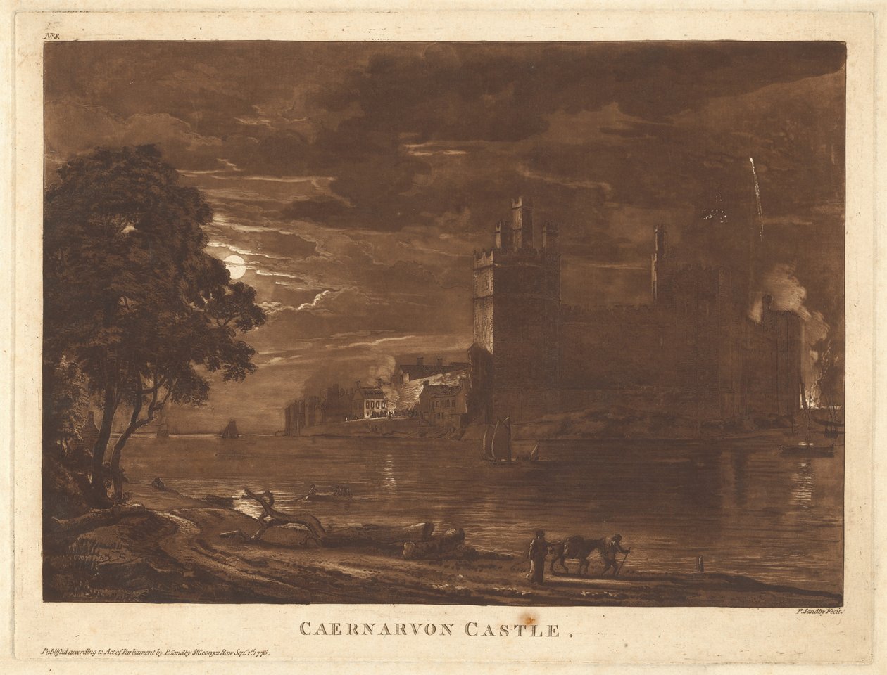 Caernarvon kastély (éjszaka) alkotó: Paul Sandby