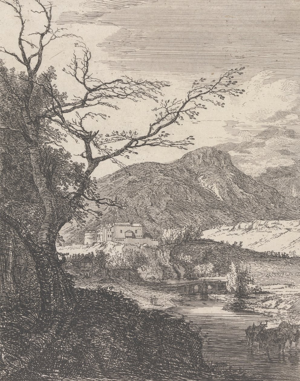 Capriccio Edinburgh kastélyával és Arthur székével alkotó: Paul Sandby