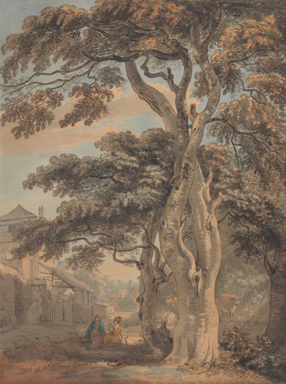 Pár a tanya udvarán alkotó: Paul Sandby