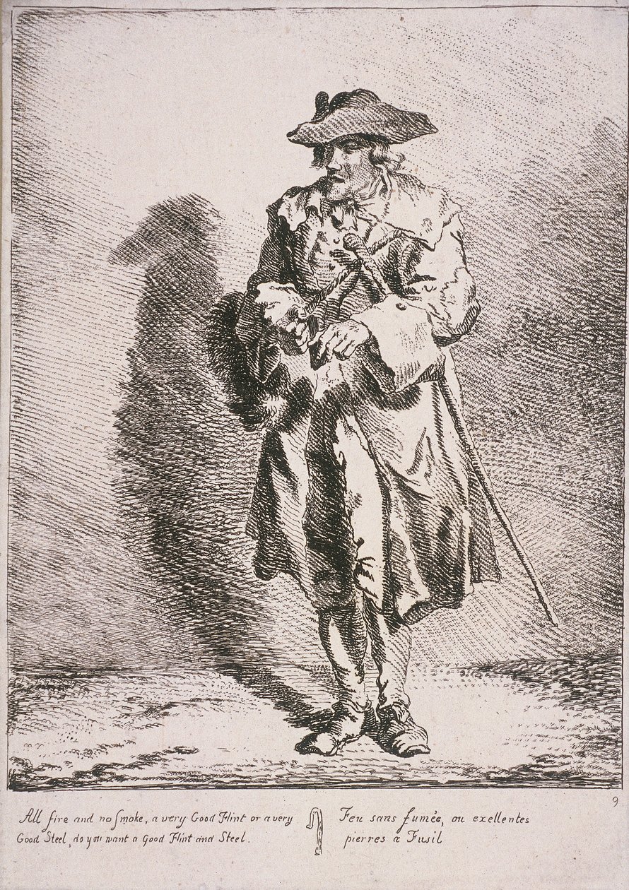 Flint és acél eladó, Cries of London, 1760 alkotó: Paul Sandby
