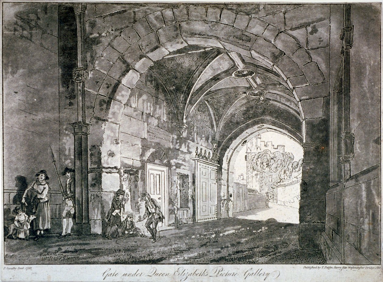Kapu Erzsébet királynő Képgalériája alatt, Windsor Castle, Berkshire, 1812 alkotó: Paul Sandby