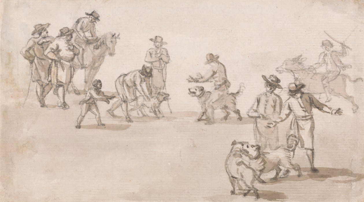 Figurák csoportja: Kutyaviadal alkotó: Paul Sandby
