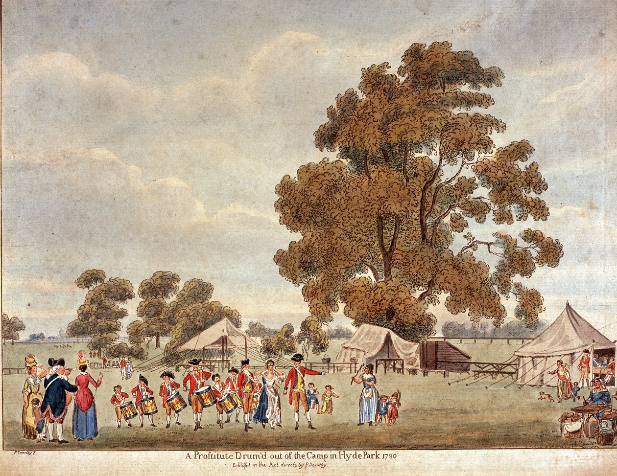 „Prostituált dob” a Hyde Park-i táborból?, 1780 alkotó: Paul Sandby
