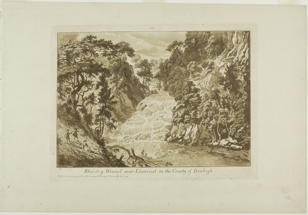 Rhaidr-y Wennel Llanrwst közelében, Denbigh vidékén alkotó: Paul Sandby