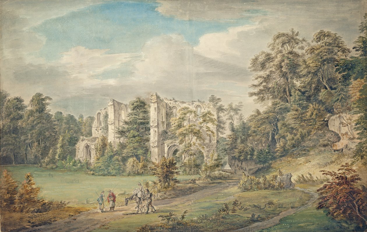 Roche Abbey, Yorkshire (akvarell és gouache papíron) alkotó: Paul Sandby