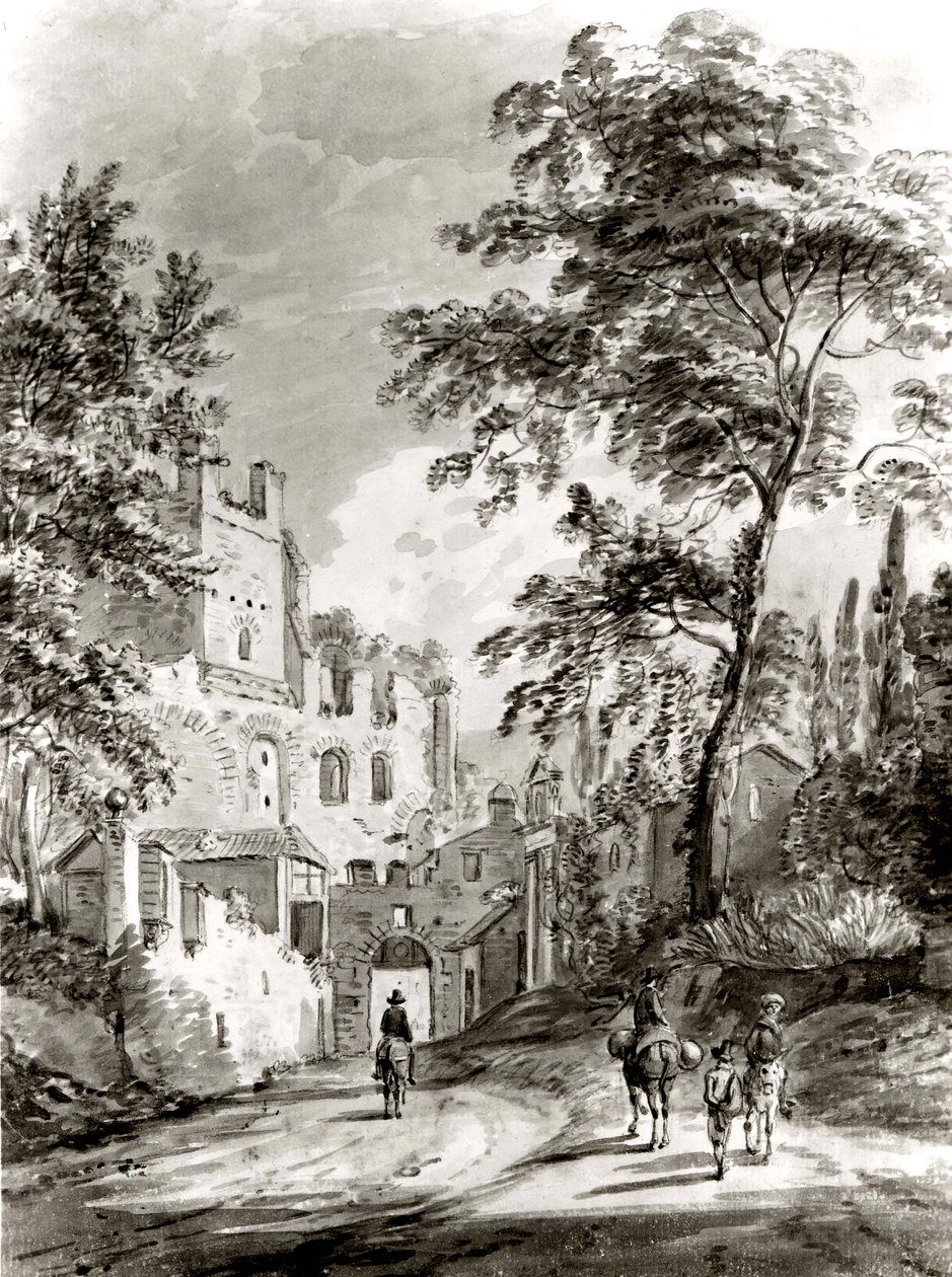 Utazók belépve egy városba, 1751-1809. alkotó: Paul Sandby