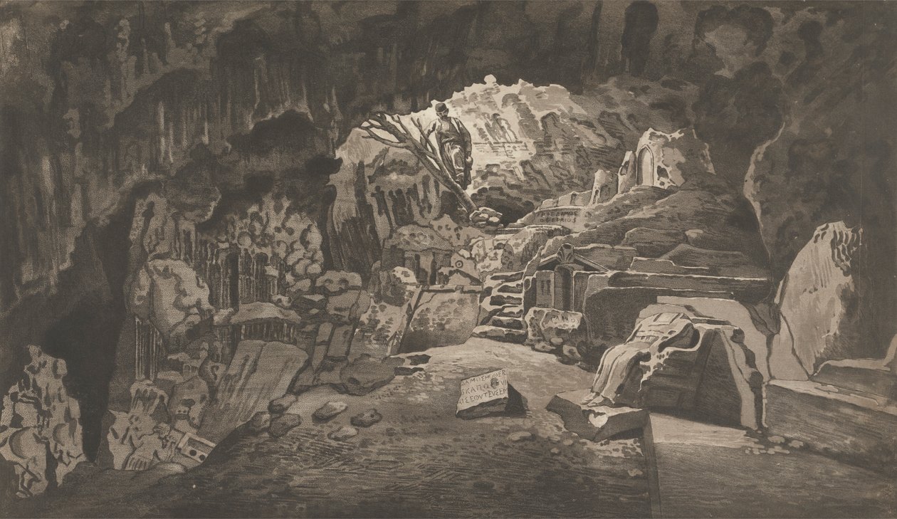 Kilátás a Levantában: Archidamus szent barlangja alkotó: Paul Sandby