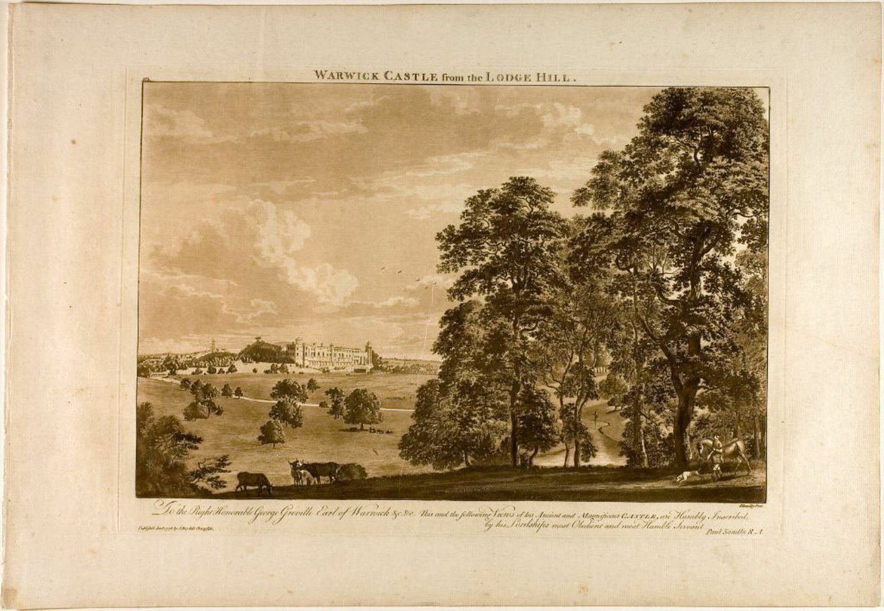 Warwick kastély a Lodge Hillről, 1. tábla alkotó: Paul Sandby