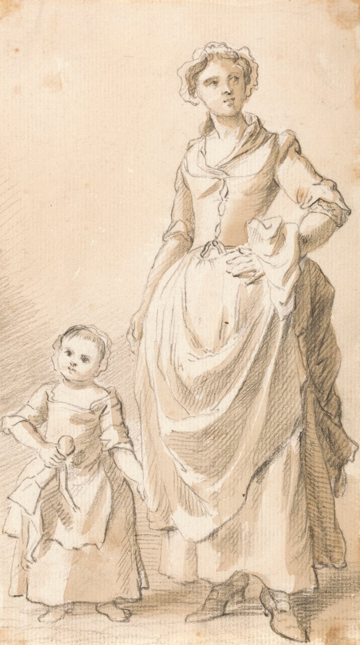 Nő és gyermek kezében egy baba alkotó: Paul Sandby