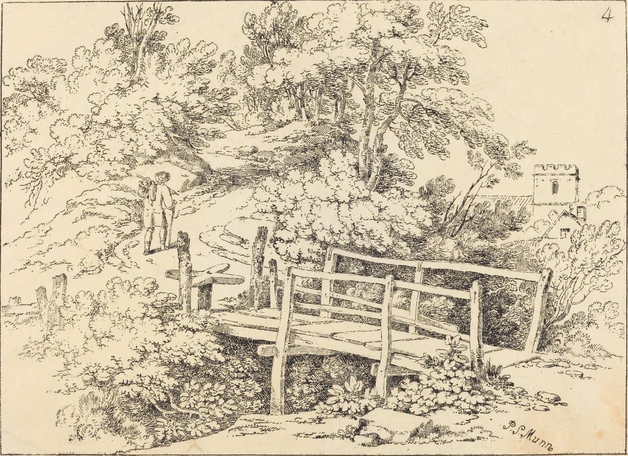 Country Footbridge (Az utazó) alkotó: Paul Sandby Munn