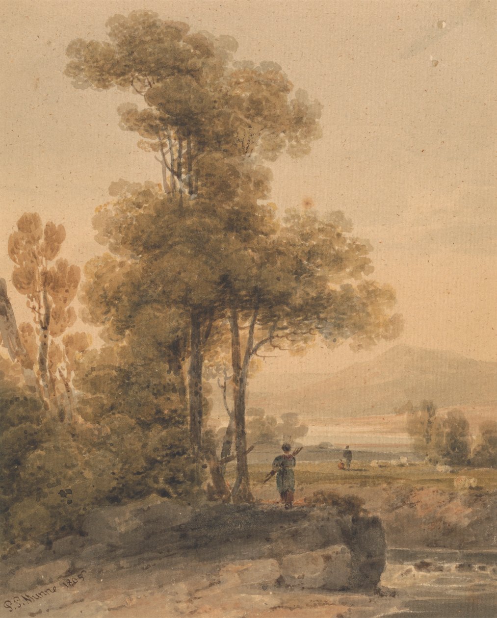 Táj figurákkal, Cromach Water alkotó: Paul Sandby Munn