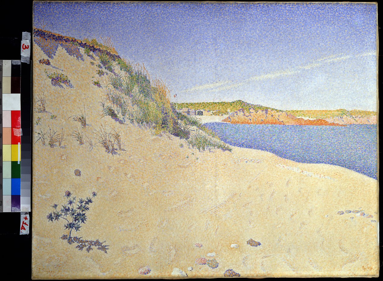 ""Tengerpart Saint Briac sur mer in Ille et villaine" (The Beach at Saint-Briac. Op. 212 (homokos tengerpart)) Paul Signac festménye (1863-1935) 1890 Pointillizmus Méret: 65x81 cm Pouchkine Múzeum, Moszkva alkotó: Paul Signac