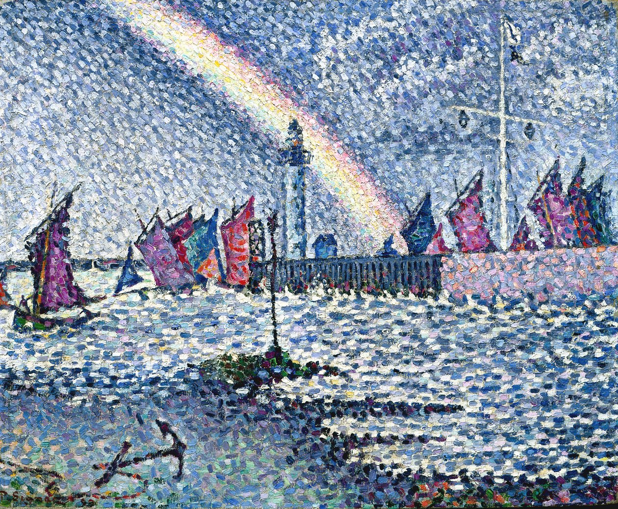 Honfleur kikötőjének bejárata (olaj, vászon) alkotó: Paul Signac