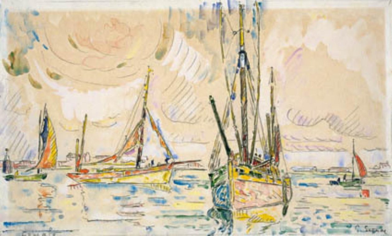 Halászhajók Locmalo kikötőjében alkotó: Paul Signac