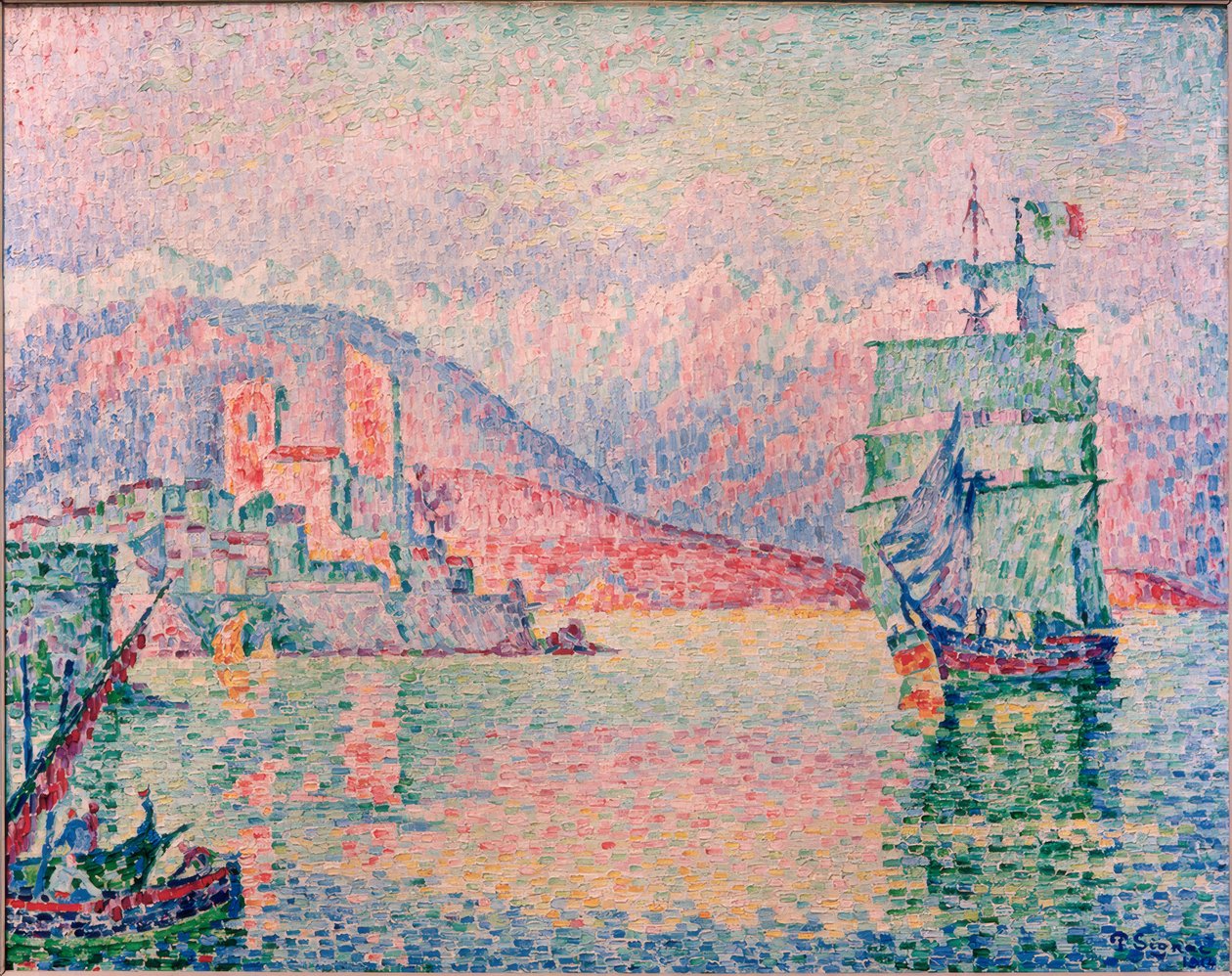 Antibes kikötője az esti fényben alkotó: Paul Signac