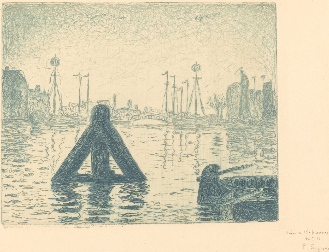 Kikötő Hollandiában – Flushing (La balise – En Holland, Flessingue) alkotó: Paul Signac