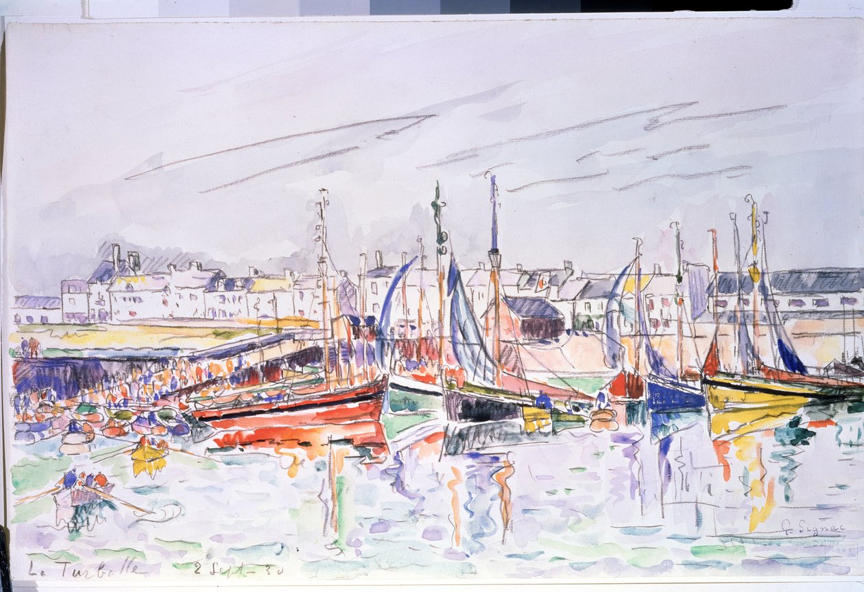 ""La Turballe"" Vitorlások La Turballe kikötőjében Loire Atlantique-ban. Paul Signac (1863-1935) akvarellje 1930 Puskin Múzeum, Moszkva alkotó: Paul Signac