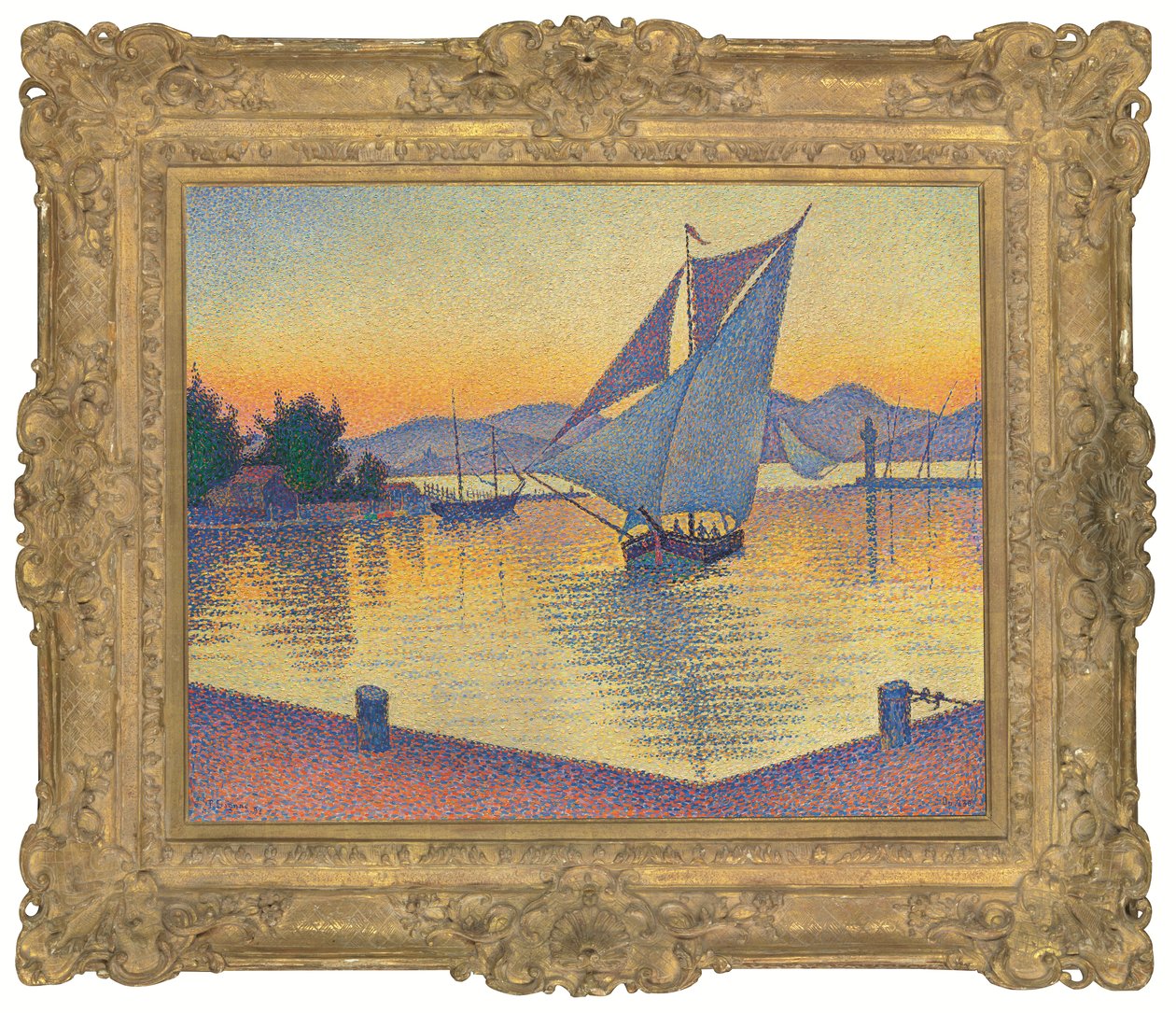A kikötő naplementekor, Opus 236 (Saint-Tropez) alkotó: Paul Signac