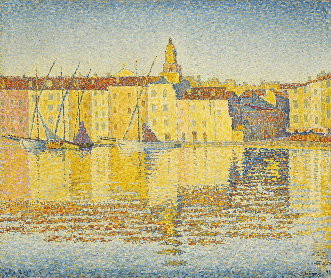 A kikötő házai, Saint Tropez, Signac, Paul (1863-1935). Olaj, vászon, méret: 46,5x55,3 alkotó: Paul Signac