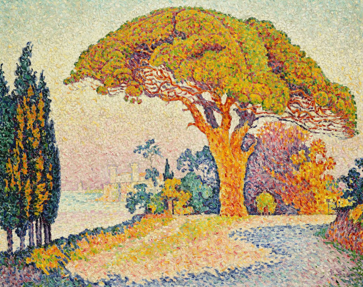 Fenyőfák Bertaud-ban, Saint-Tropez alkotó: Paul Signac