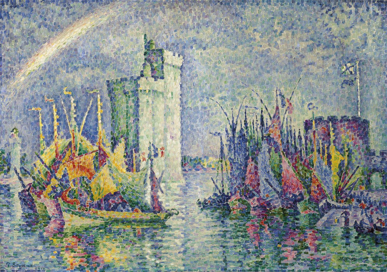 Szivárvány La Rochelle kikötőjében; Szivárvány, La Rochelle, a kikötő, 1912 alkotó: Paul Signac