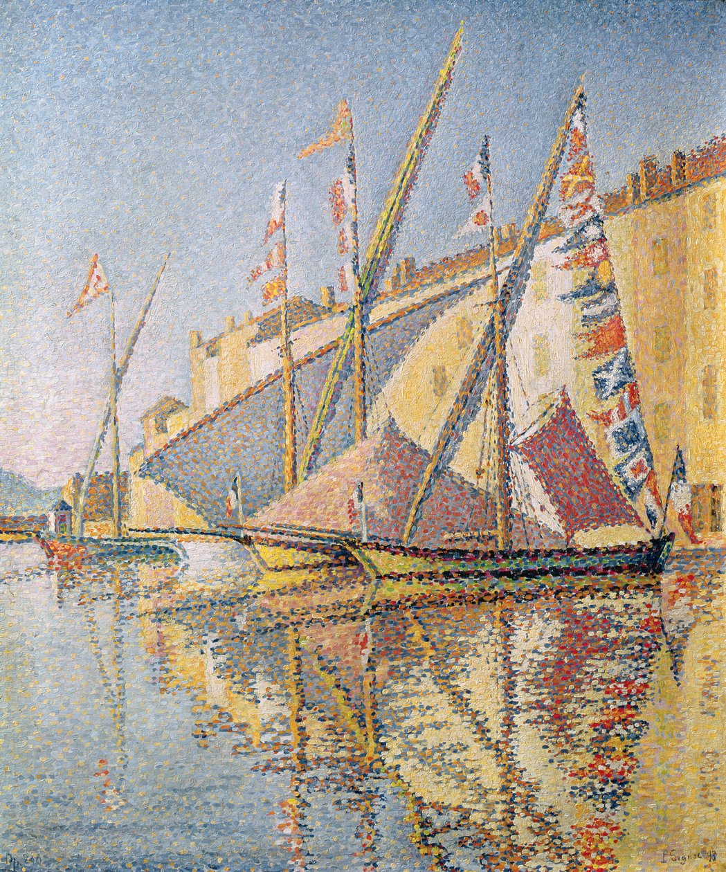 Vitorlás hajók St. Tropez kikötőjében, 1893 alkotó: Paul Signac