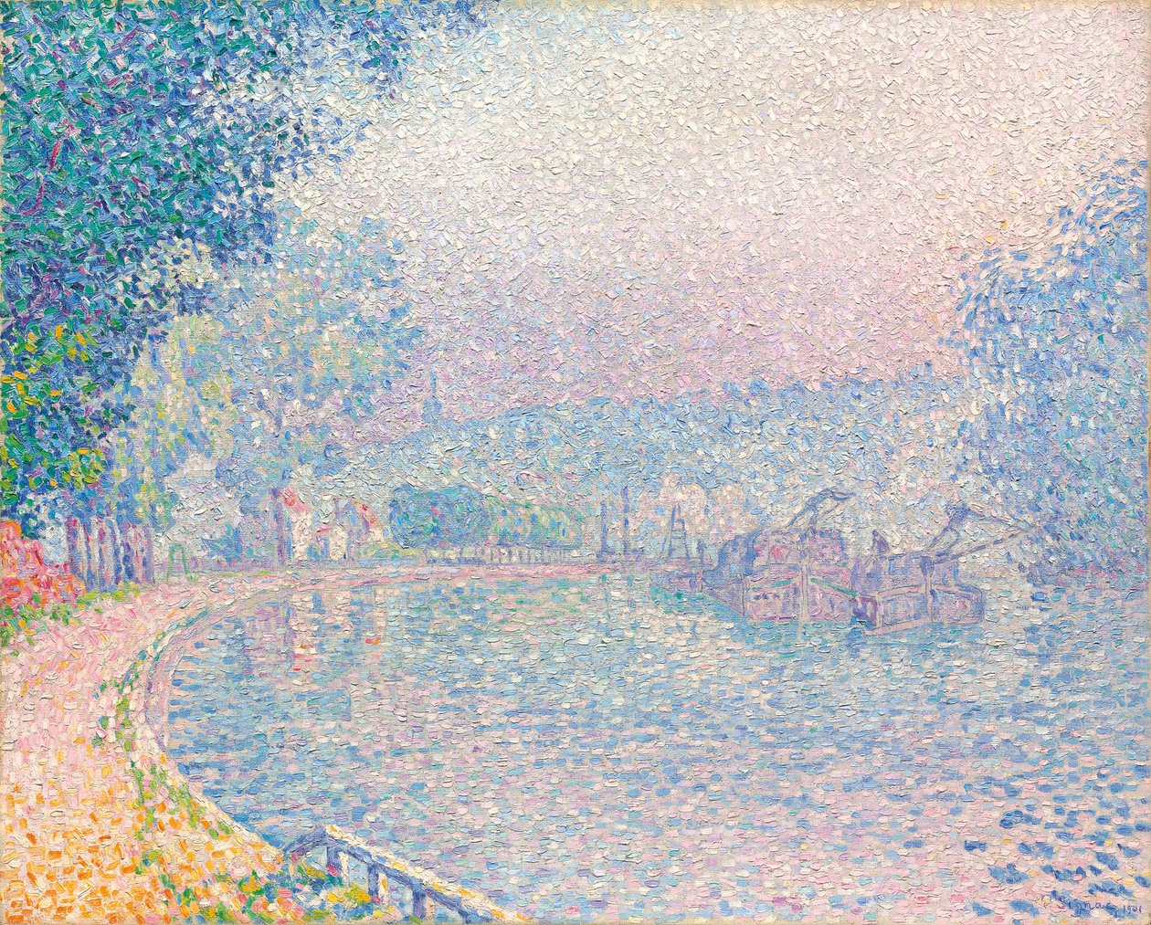 Samois, La Berge, reggel, 1901 alkotó: Paul Signac