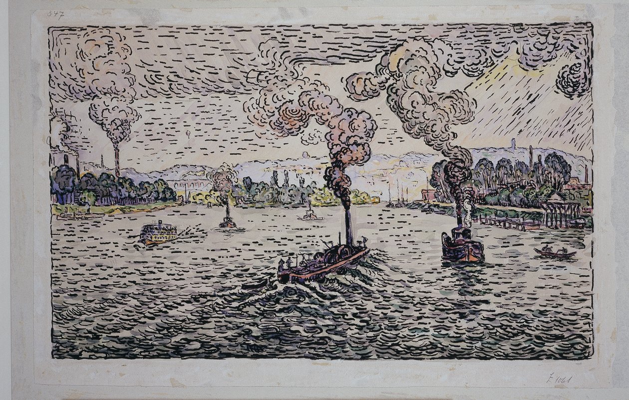 Szajna gőzhajókkal alkotó: Paul Signac