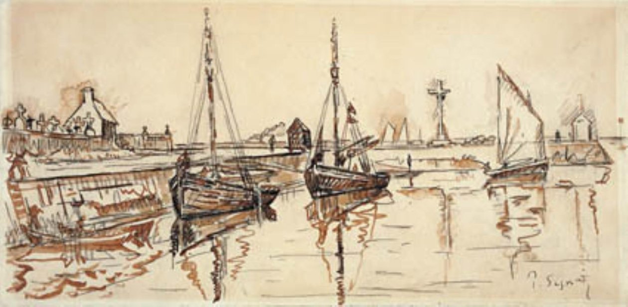 Vitorlás hajók Barfleur kikötőjében alkotó: Paul Signac