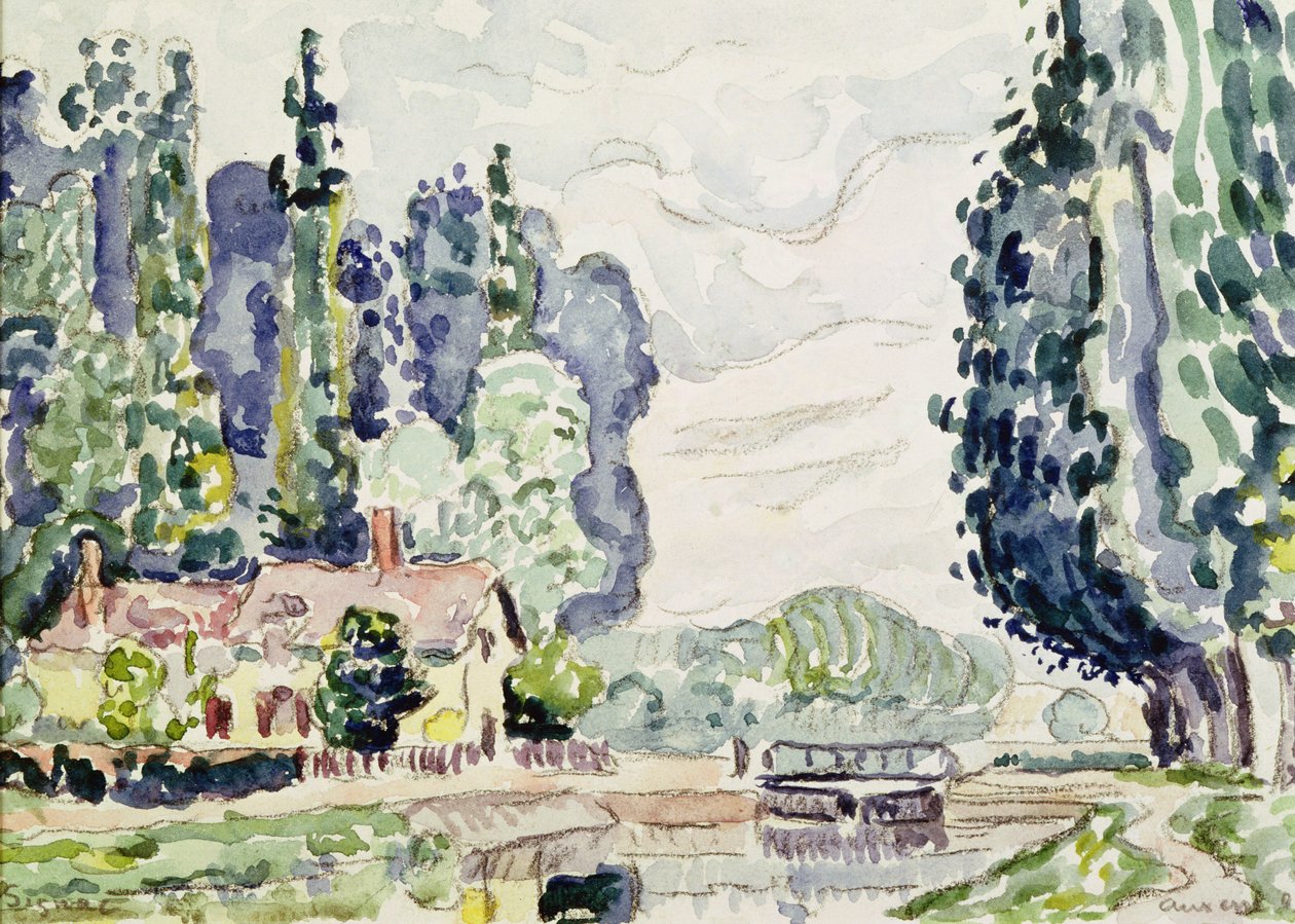 Kék nyárfák, 1903 (ceruza és WC papíron) alkotó: Paul Signac