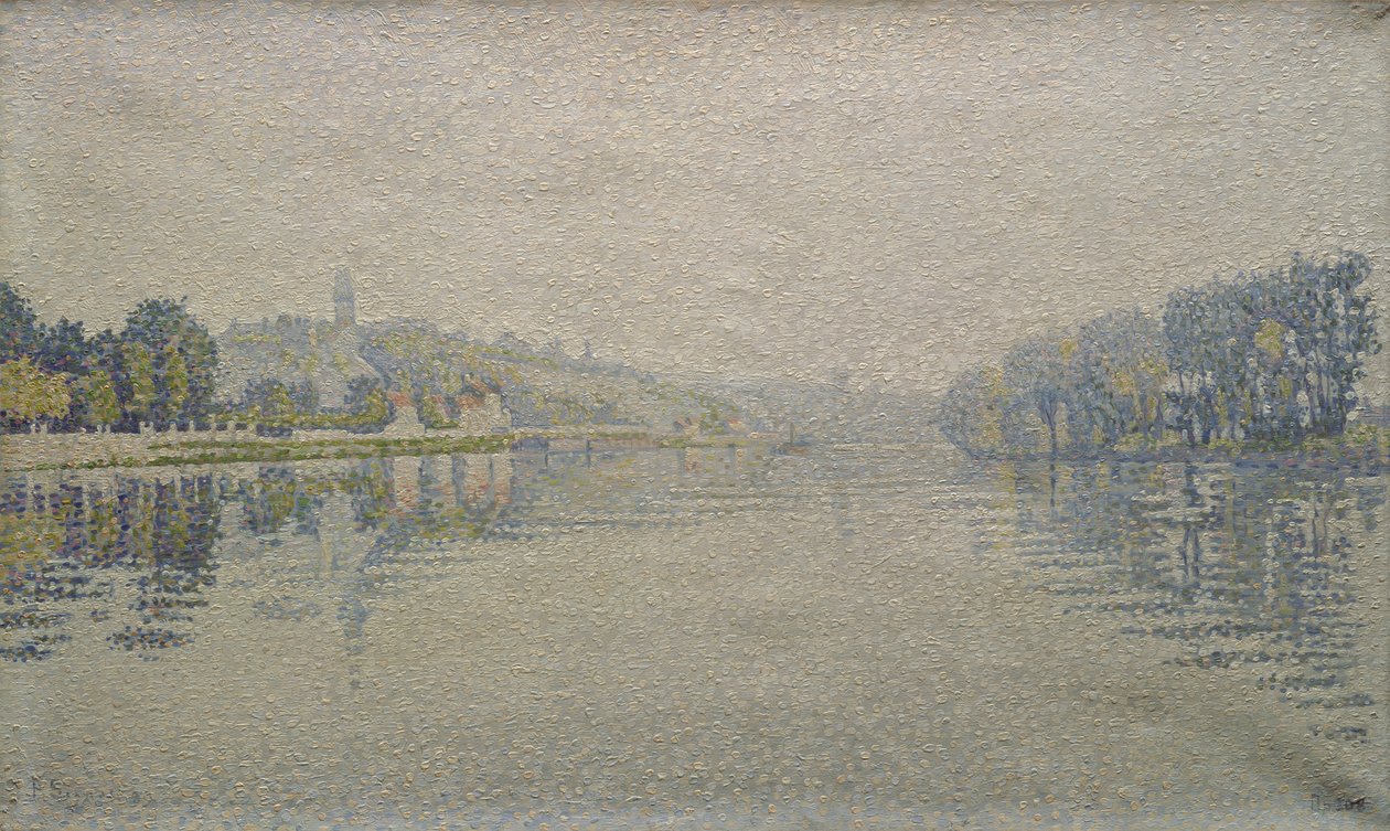 Kilátás a Szajnára Herblay-nél, 1889 alkotó: Paul Signac