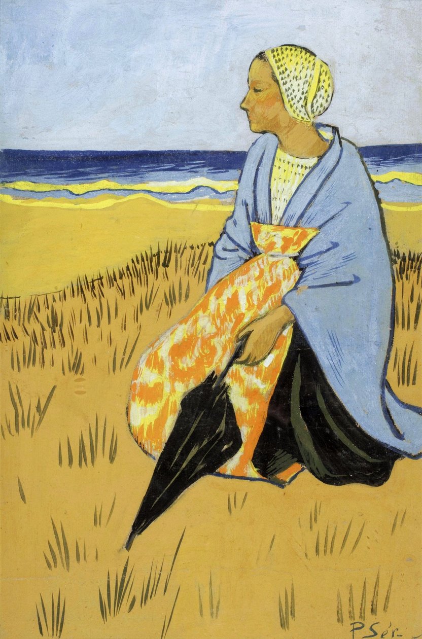 Breton nő ül a tengerparton alkotó: Paul Sérusier