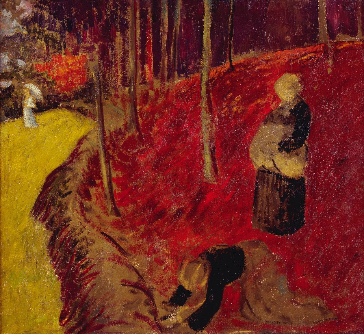 Páfránygyűjtők a Bois d"Amourban a Pont Avennél; Les Ramasseuses de Fougeres au Bois d"Amour a Pont Avennél, 1910 körül alkotó: Paul Sérusier
