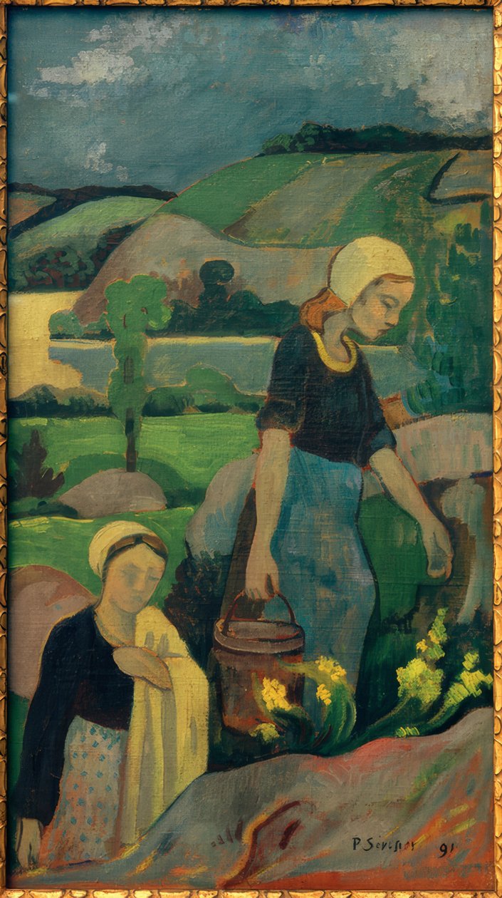Fiatal mosónők mennek fel a folyón alkotó: Paul Sérusier