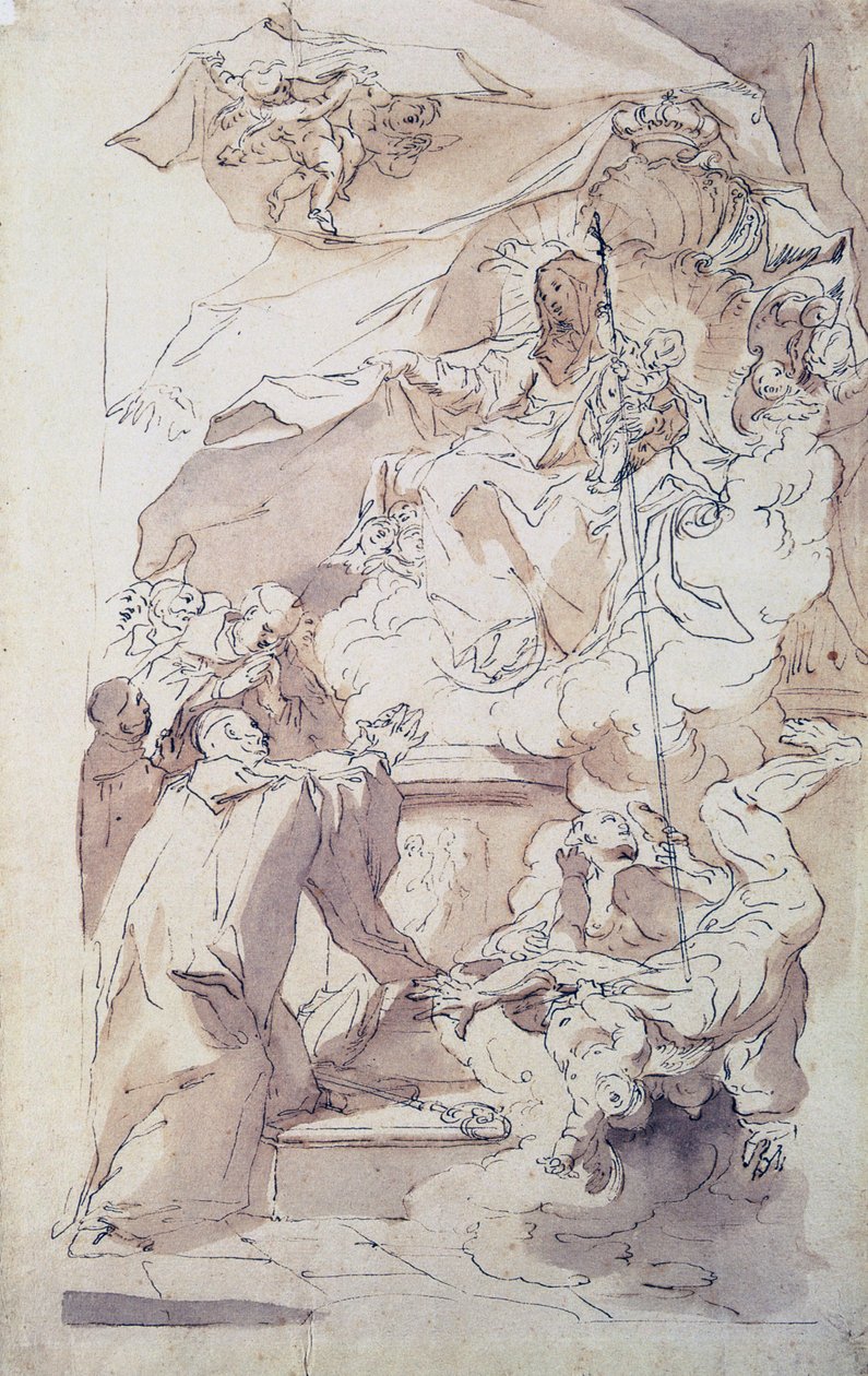 A Szűz és a Gyermek Jézus Szent Bernáttal, 18. század. alkotó: Paul Troger