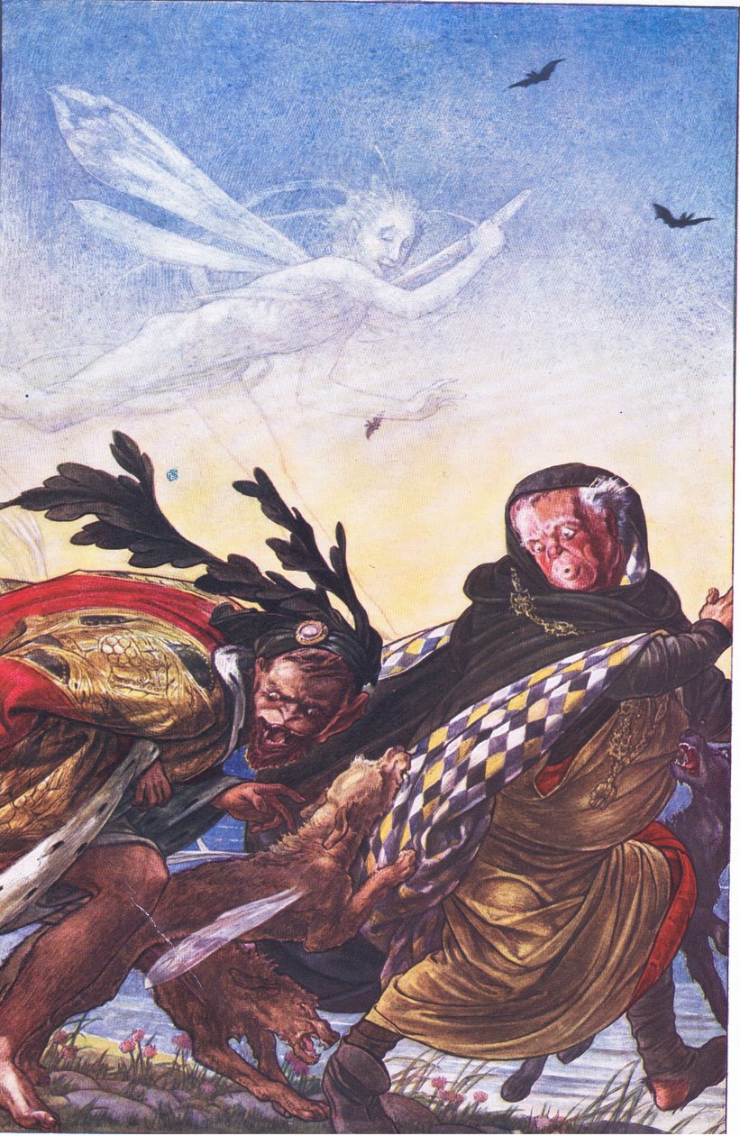 Düh! Düh! Három, zsarnok, ott Hark! Hark!, illusztráció a viharból, 1908 alkotó: Paul Vincent Woodroffe