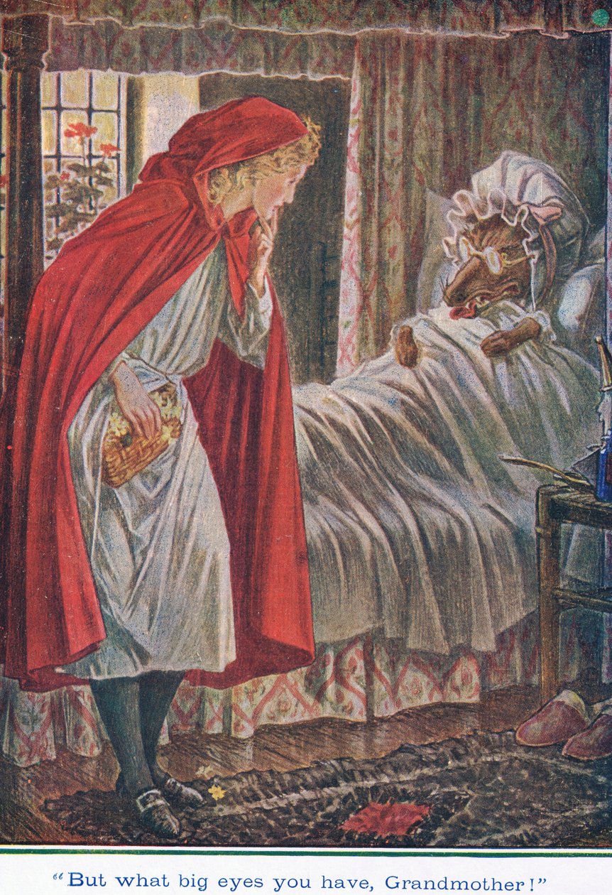 "Milyen nagy szemeid vannak, nagymama", Piroska, 1925 alkotó: Paul Vincent Woodroffe