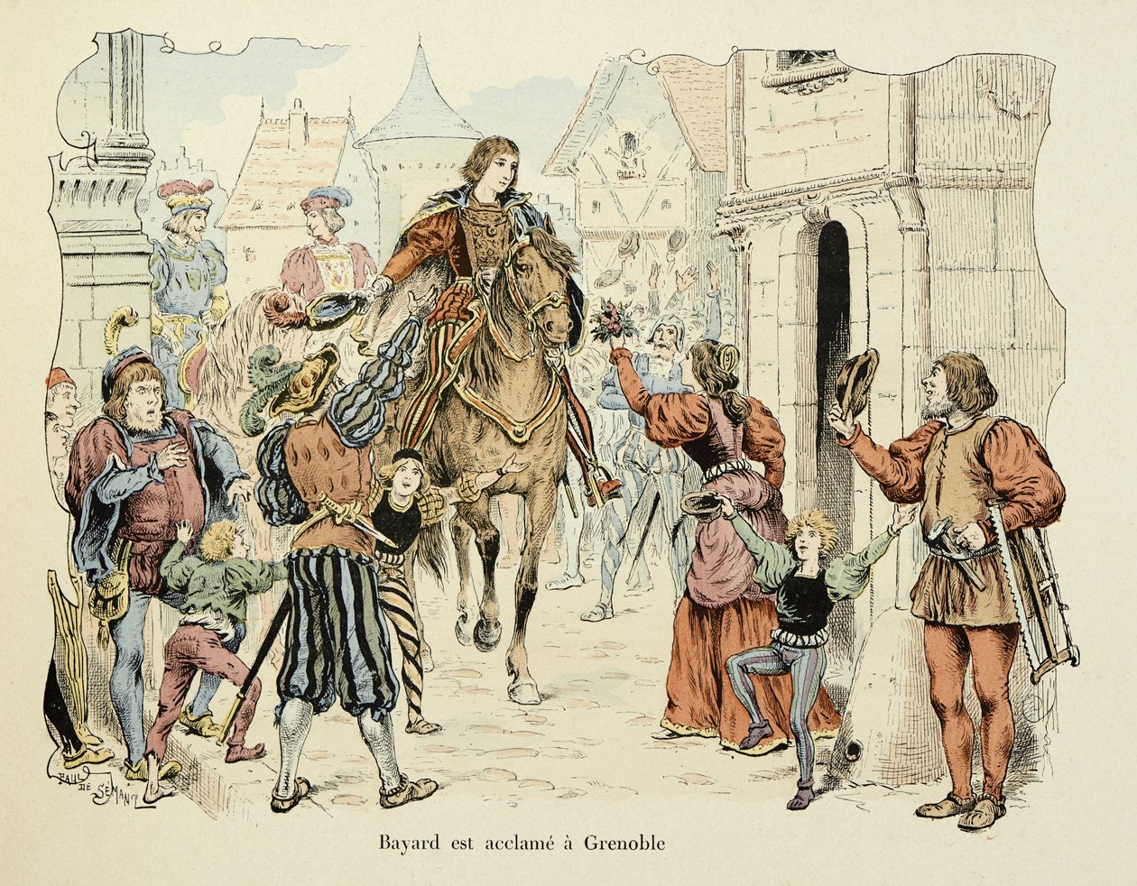 Illusztráció Theodore Cahu „Histoire du chevalier Bayard” című könyvéből, illusztrálta Paul De Semant (1855-1915): Bayard elismerései Grenoble-ban alkotó: Paul de Semant