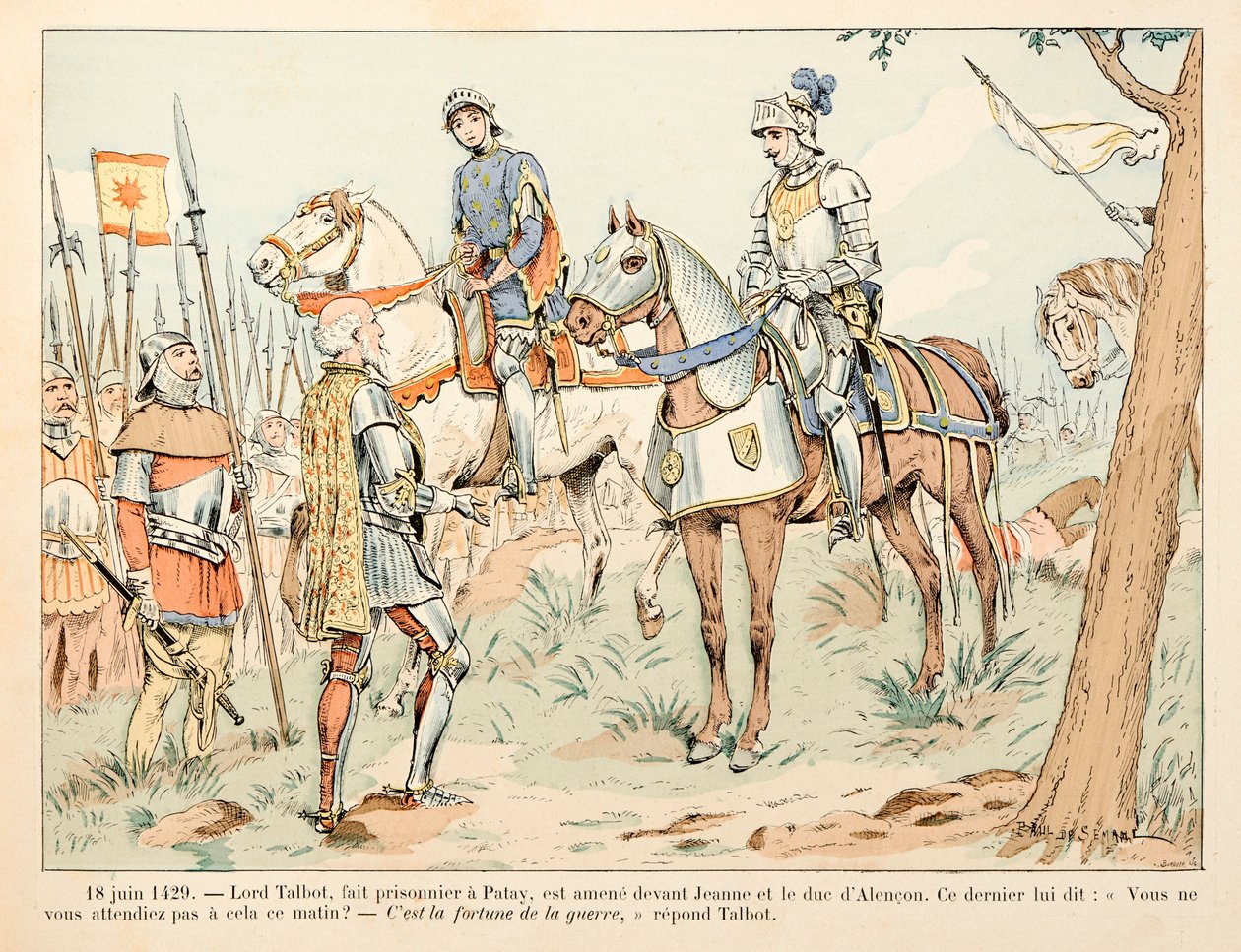 Illusztráció Theodore Cahu „Joan of Arc” című könyvéből, Paul De Semant (1855-1915) illusztrálta: június 18-án alkotó: Paul de Semant