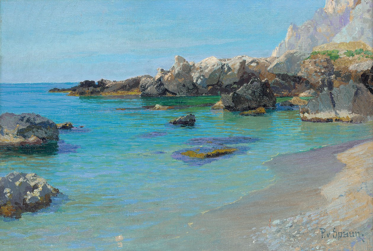 A Capri-parton (olaj, vászon) alkotó: Paul von Spaun